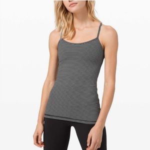 LULULEMON Black and White Striped Power Y Tank
